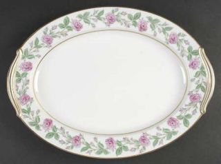 Noritake Roselle 16 Oval Serving Platter, Fine China Dinnerware   Ring Of Pink
