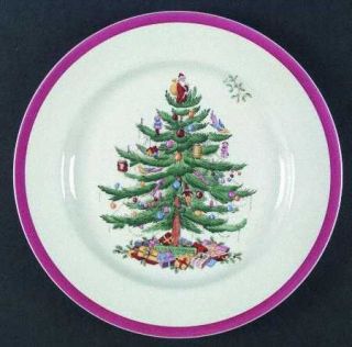 Spode Christmas Tree (Magenta Band,No Trim) Dinner Plate, Fine China Dinnerware
