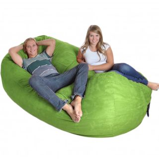 Lime Oval 8 foot Microfiber/ Foam Bean Bag (LimeShape OvalMaterials Microsuede outer cover, cotton/poly inner linerFill Durafoam blendRemovable/washable cover Closure ZipFits 3 4 people comfortablyWeight 80 poundsDiameter 84 inches long x 48 inches 