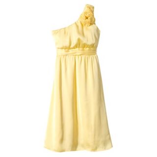 TEVOLIO Womens Plus Size Satin One Shoulder Rosette Dress   Sassy Yellow   28W