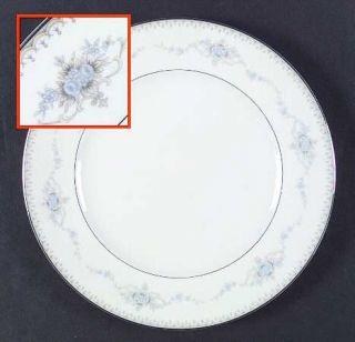 Hampton (Japan) Glendale Dinner Plate, Fine China Dinnerware   Blue Roses,Gray L