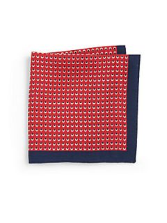 BOSS HUGO BOSS Contrast Dot Print Pocket Square   Red Navy
