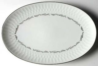 Noritake Sabina 12 Oval Serving Platter, Fine China Dinnerware   Silver Dots, C