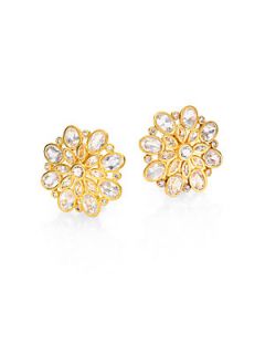 MIJA White Sapphire and 18K Yellow Gold Vermeil Snowflake Earrings   Gold
