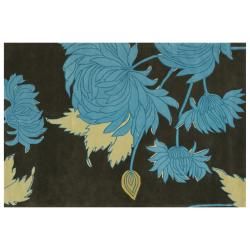 Amy Butler Hand tufted Green Floral New Zealand Wool Rug (79 X 106)