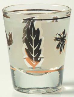 Libbey   Rock Sharpe Gold Leaf Shot Glass   Gold Leaves,Frosted Band,Straight St