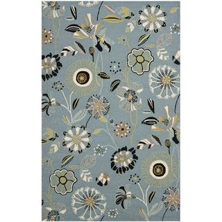 Safavieh Four Seasons Stain resistant Hand hooked Blue Floral Rug (36 X 56)