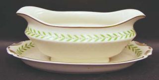 Syracuse Greenwood Gravy Boat with Attached Underplate, Fine China Dinnerware  