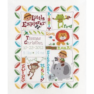 Little Explorer Birth Record Counted Cross Stitch Kit 10x13 14 Count