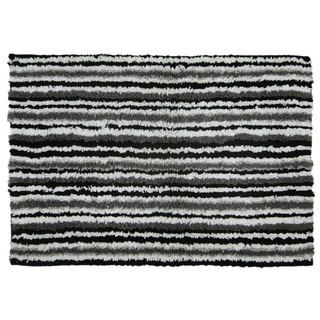 Linear Stripe Cotton 20 X 28 inch Bath Mat (Black/white )