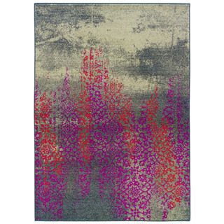 Kaleidoscope Grey/ Pink Polypropylene Rug (53x76)