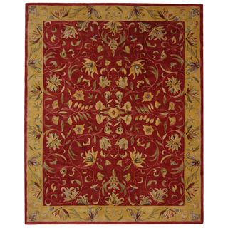 Handmade Hereditary Burgundy/ Gold Wool Rug (5 X 8) (RedPattern OrientalMeasures 0.625 inch thickTip We recommend the use of a non skid pad to keep the rug in place on smooth surfaces.All rug sizes are approximate. Due to the difference of monitor color