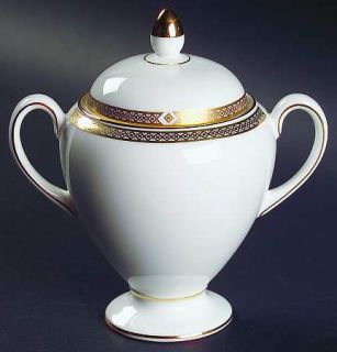 Wedgwood Golden Madrid Globe Shape Sugar Bowl & Lid, Fine China Dinnerware   Cla