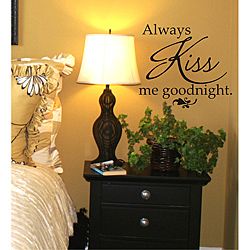 Vinyl Attraction Always Kiss Me Goodnight Black Vinyl Wall Decal (Matte black Materials Vinyl Dimensions 15 inches tall x 16 inches wide )