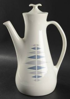 Iroquois Pyramids Coffee Pot & Lid, Fine China Dinnerware   Impromptu,Blue/Gray