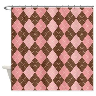 Pink and Brown Argyle Shower Curtain  Use code FREECART at Checkout