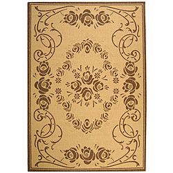 Indoor/ Outdoor Garden Natural/ Brown Rug (67 X 96) (IvoryPattern FloralMeasures 0.25 inch thickTip We recommend the use of a non skid pad to keep the rug in place on smooth surfaces.All rug sizes are approximate. Due to the difference of monitor colors