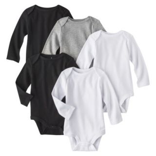 Circo Newborn 5 Pack Long sleeve Bodysuit   White/Grey/Black 18 M