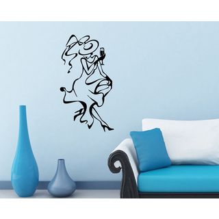 Lady With Cocktail Dress Vinyl Wall Decal (Glossy blackEasy to applyDimensions 25 inches wide x 35 inches long )