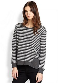 Wilt Striped Big Back Slant Sweatshirt   Charcoal Stripe
