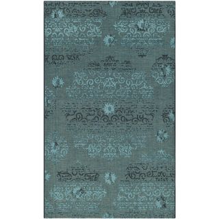 Safavieh Palazzo Black/ Turquoise Over dyed Chenille Rug (8 X 11)