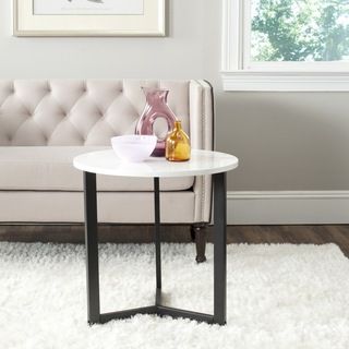 Safavieh Ballard White/ Black Lacquer End Table (White/ BlackMaterials MDFFinish WhiteDimensions 22.8 inches high x 22.8 inches wide x 22.8 inches deepThis product will ship to you in 1 box.Assembly required )