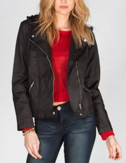 Womens Twill Moto Jacket Off Black In Sizes X Small, X Large, Med