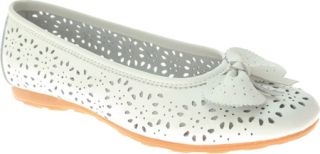 Womens Spring Step Special   White Leather Ornamented Shoes