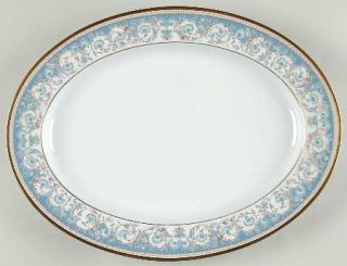 Noritake Polonaise 13 Oval Serving Platter, Fine China Dinnerware   White,Blue/