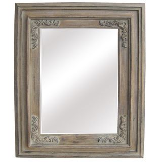 Antique Wood Traditional Rectangular 34 inch Wall Mirror (Antique woodMaterials Glass, woodDesign TraditionalOverall Dimensions 41.5 inches high x 34 inches wide x 2.5 inches deepMirror Dimensions 27 inches high x 19 inches wide x Orientation Portrai