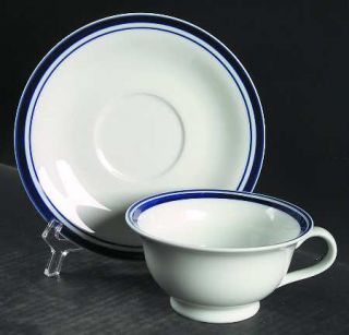 Pottery Barn Club Blue Footed Cup & Saucer Set, Fine China Dinnerware   Thick &
