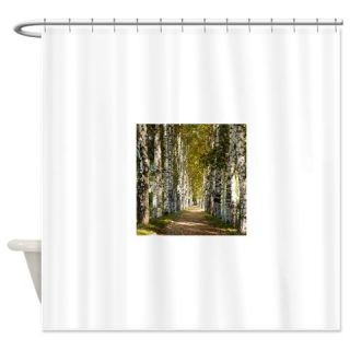 Avenue of birch trees in autumn col Shower Curtain  Use code FREECART at Checkout