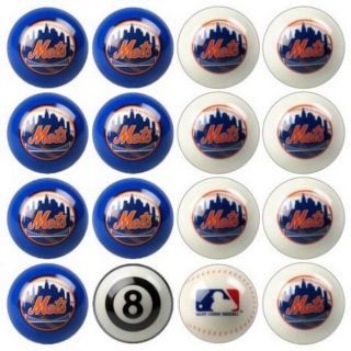 Mlb Major League Baseball New York Mets Billiards Pool Ball Set (Blue, whiteDimensions 2 1/4 inchesWeight 6.5 poundsPLEASE NOTE These balls are designed for games such as 8 ball that uses just solids and stripes. There are no numbers on the balls. )