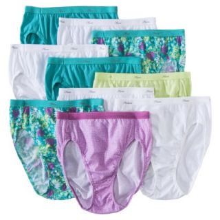 Hanes Womens 10 Pack Hi Cut Cotton Panty PW43AS   Assorted Colors/Patterns 6