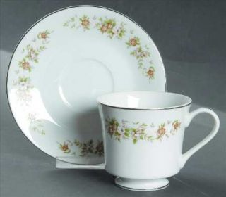 Diamond (Japan) Suffolk Footed Cup & Saucer Set, Fine China Dinnerware   Brown A