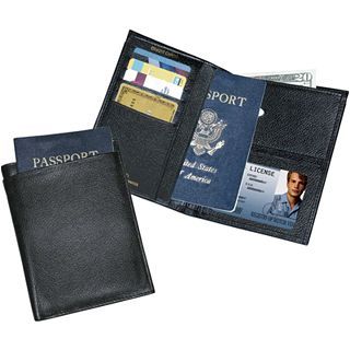 Buxton Leather Passport Wallet, Black, Mens