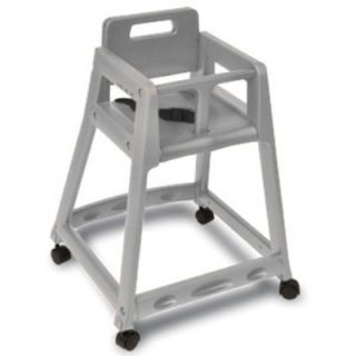 CSL Foodservice & Hospitality Plastic Stackable High Chair w/ Casters, Assembly Required, Gray