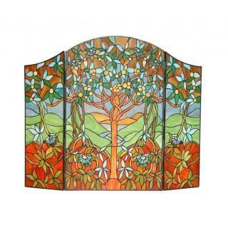 Tiffany style Tree Of Life Design Fireplace Screen