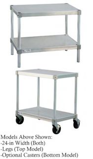 New Age Stationary Equipment Stand w/ 400 lb Capacity & 2 Shelves, 24x48x15 in, Aluminum