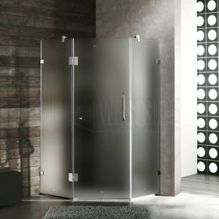 Vigo Industries VG6062BNMT40R Shower Enclosure, 40 x 40 Frameless NeoAngle 3/8 Right Frosted/Brushed Nickel