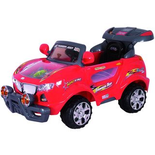 Best Ride On Cars Red Kids Thunder Jeep Ride on Car (RedDimensions 52 x 28 x 28Weight 42Weight capacity 60Battery type 6V 10 AmpBattery running time 1 1/2  2 HoursCharging time 3 4 hoursAccessories included chargerRecommended ages 2 6 yearsAssembl