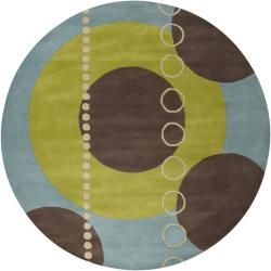 Hand tufted Contemporary Multi Colored Geometric Circles Mayflower Wool Abstract Rug (99 Round)