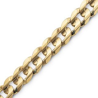 Mens 10K Yellow Gold 9 Curb Bracelet