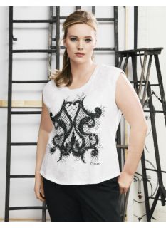 Lane Bryant Plus Size Lace front tee by Isabel Toledo     Womens Size 26/28,