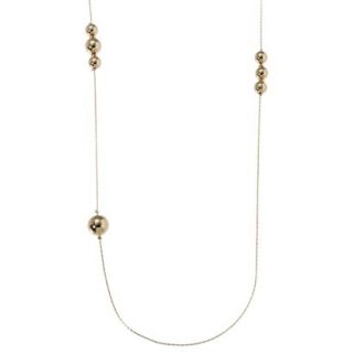 Stationed Polished Beads Long Necklace   Gold