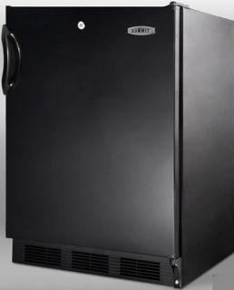 Summit Refrigeration Undercounter Refrigerator w/ 1 Section, Front Lock & Auto Defrost, Black, 5.5 cu ft, ADA