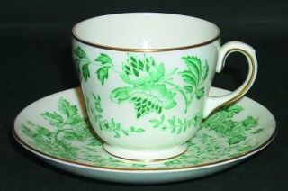 Wedgwood Avon Green Footed Cup & Saucer Set, Fine China Dinnerware   Green Flora