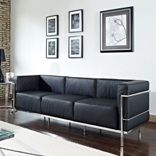 Modway LC3 Leather Sofa   EEI 567 BLK