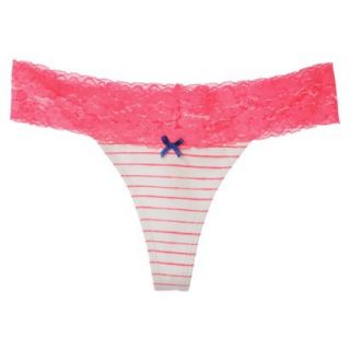 Xhilaration Juniors Wide Lace Thong   Primo Pink Stripe M