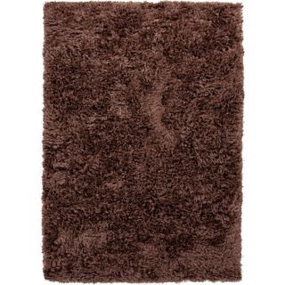 Handwoven Shags Solid pattern Brown Ultra plush Rug (8 X 10)